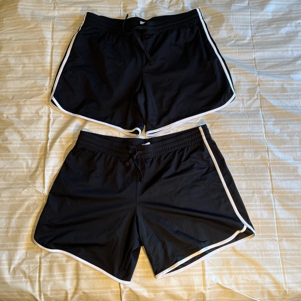 Athletic Works Black Athletic Shorts with White Trim
